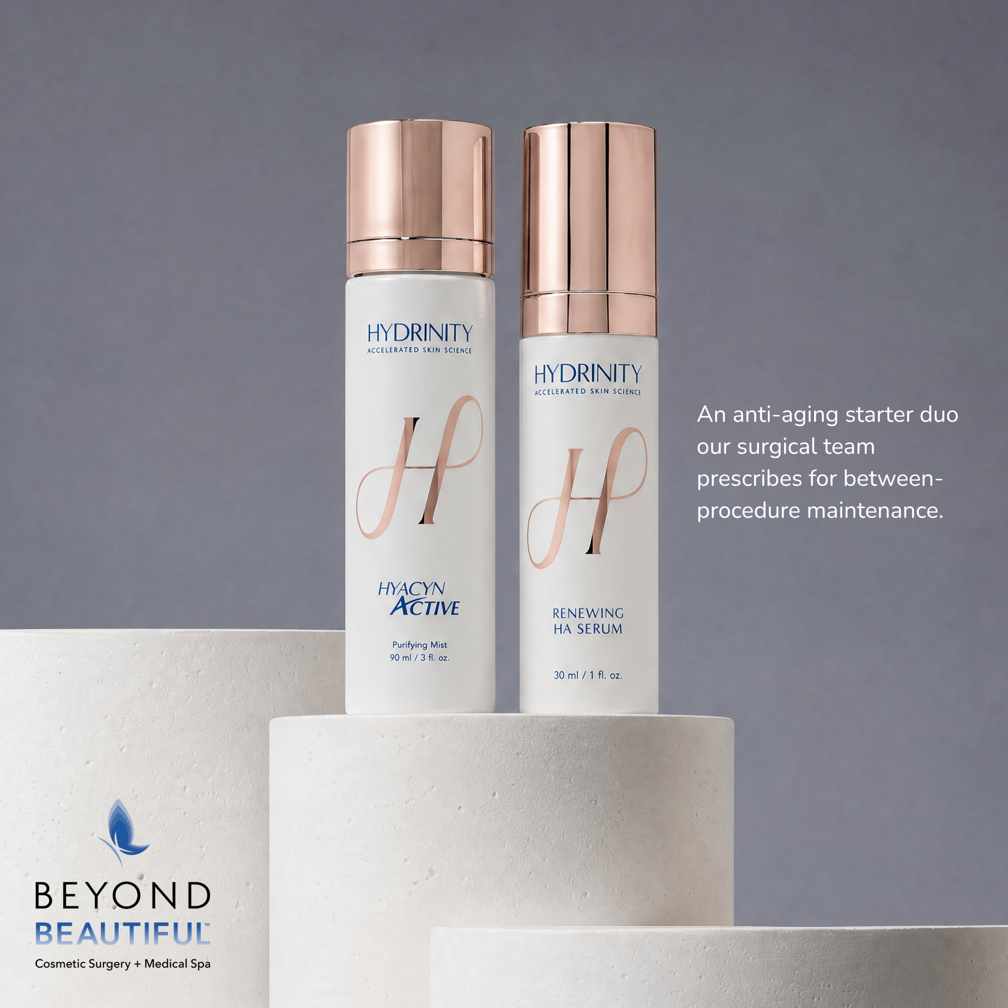 Hydrinity Age Renewal Kit with HYACYN ACTIVE and Renewing HA Serum, surgeon-curated anti-aging duo. | Anti Aging Skincare | Soothing Skincare | Anti-Redness | Beyond Beautiful Cosmetic Surgery and Medspa