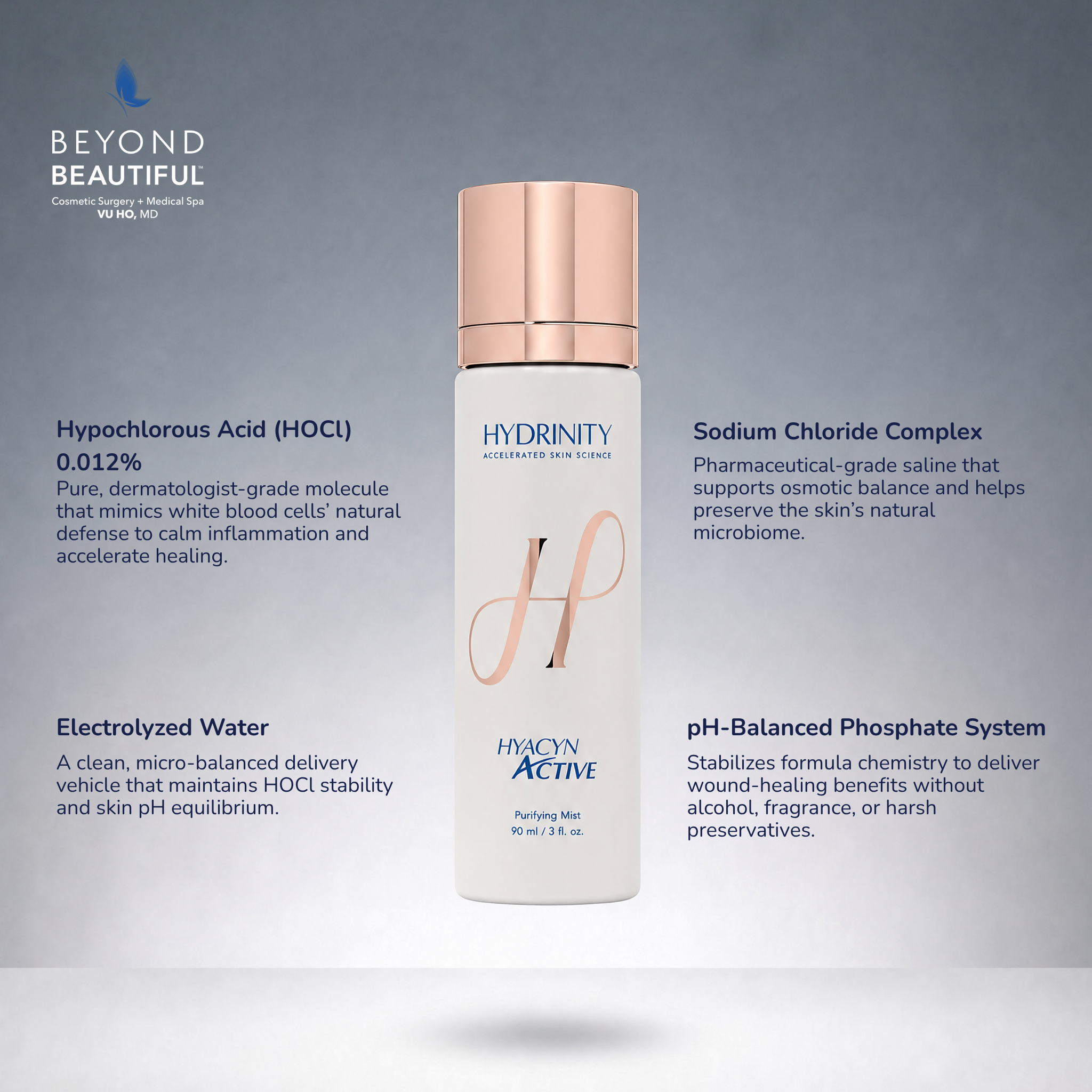 HYDRINITY Hyacin Active Purifying Facial Mist  | Beyond Beautiful Cosmetic Surgery and Medspa, Vu Ho MD, Dallas Fort Worth Cosmetic Surgery and Medspa