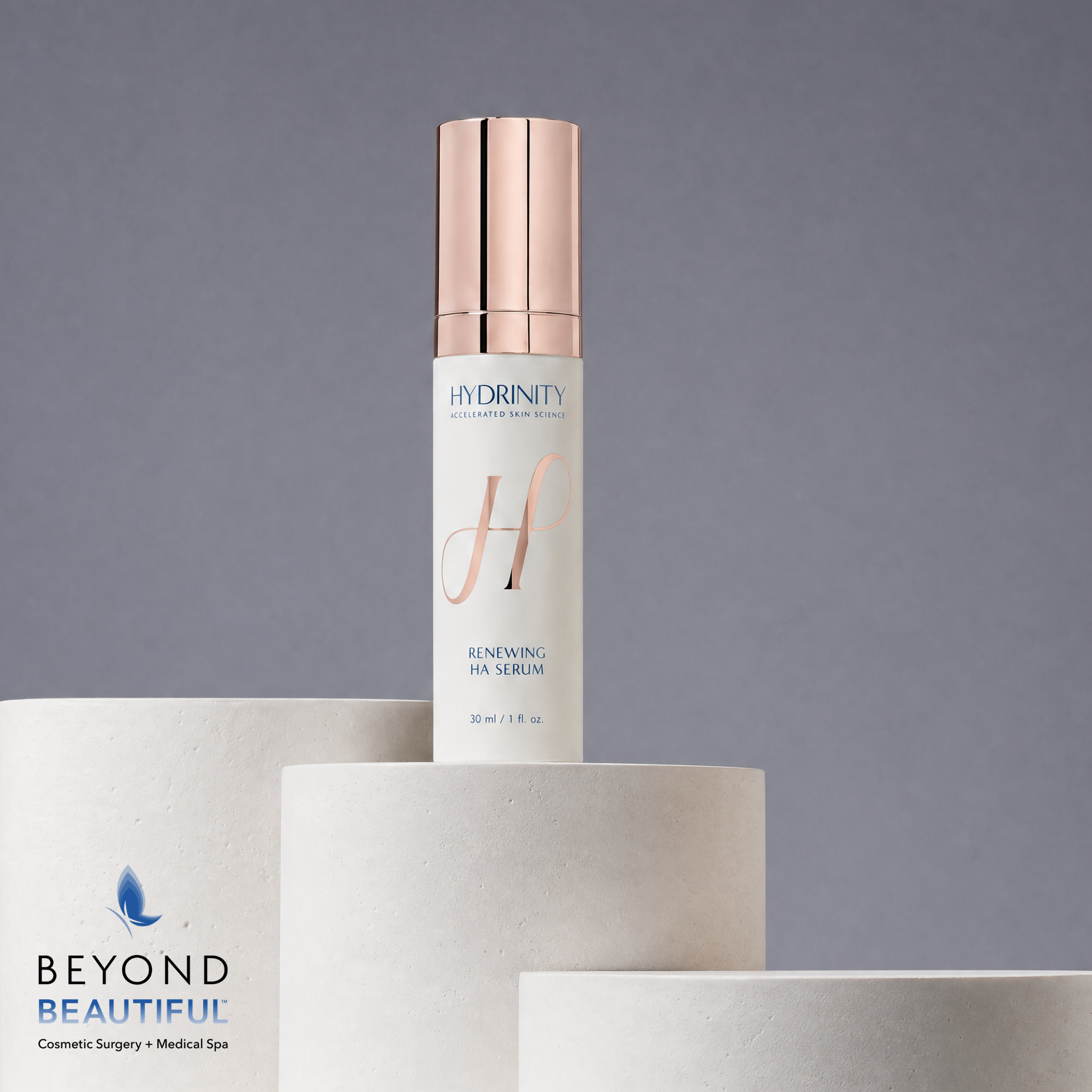 Hydrinity Renewing HA Serum 30mL anti-aging bottle, surgeon-curated at Beyond Beautiful Texas | Medical Grade Skincare