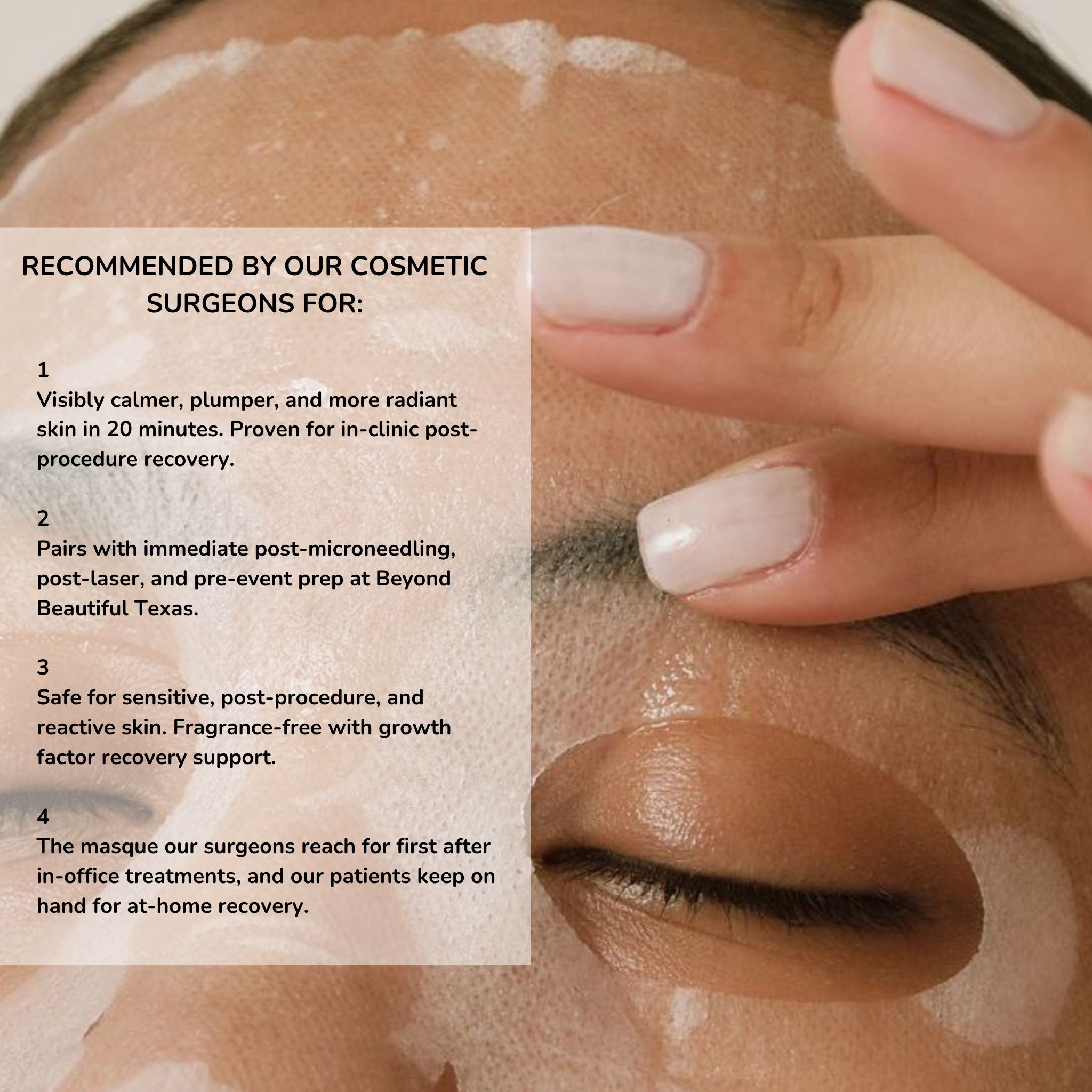 Hydrinity Restorative HA+ Biocellulose Facial Sheet masque  | Anti-aging, Prebiotic and soothing skincare mask | Post-procedure skincare mask | Beyond Beautiful Cosmetic Surgery and Medspa
