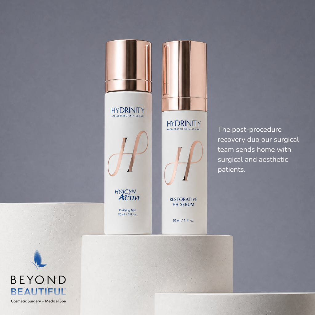 Hydrinity Restorative Kit with HYACYN ACTIVE and Restorative HA Serum, cosmetic surgeon-curated post-procedure duo | Medical grade skincare | Beyond Beautiful Cosmetic Surgery and Medspa